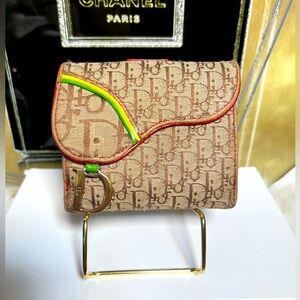 Authentic Christian Dior Rasta Saddle Trotter Bifold Wallet